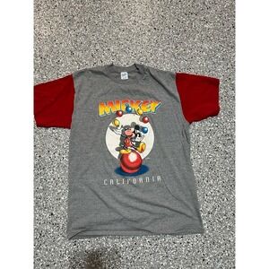 Vintage Mickey Mouse California T Shirt Disney Graphic Color Block Size L